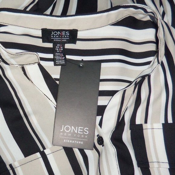 Jones New York Black Striped Button Down Top Blouse - Size Small - NWT - Picture 6 of 10